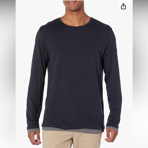 VINCE. 100% Pima Cotton Crew Neck Double Layer Ling Sleeve Tee In Size XL - Picture 2 of 9